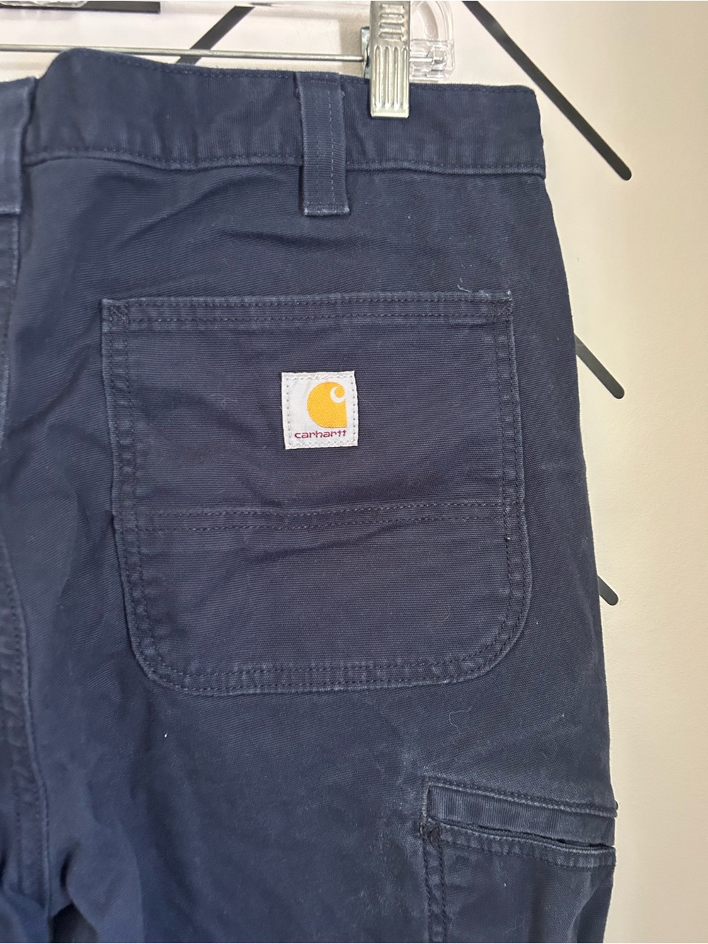 Carhartt men’s navy relaxed fit rugged flex canvas work pant 36X32